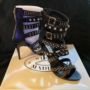🔥NIB Steve Madden Black Embellished Moto Heels